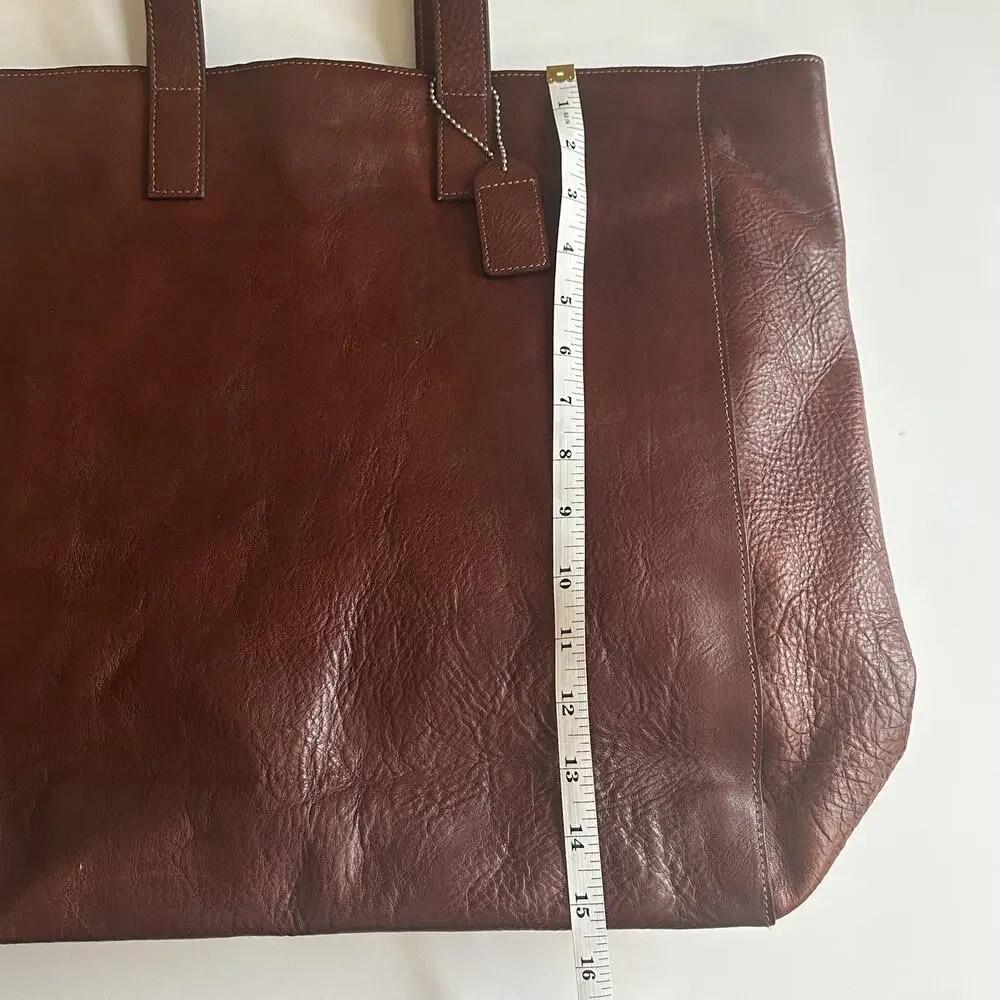 Cambridge Brown Leather Tote Classic Structured Unisex Shoulder Bag